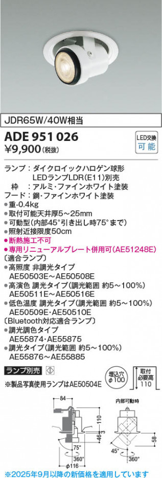 ���β��� Koizumi �������߾��� LED��˥С����������饤�� ADE951026