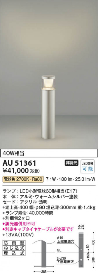 ���β��� Koizumi �������߾��� LED�����ǥ�饤�� AU51361