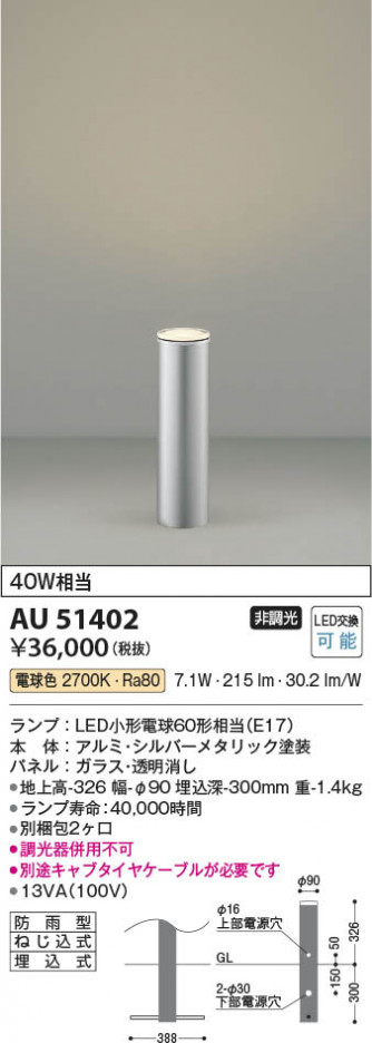 ���β��� Koizumi �������߾��� LED�����ǥ�饤�� AU51402