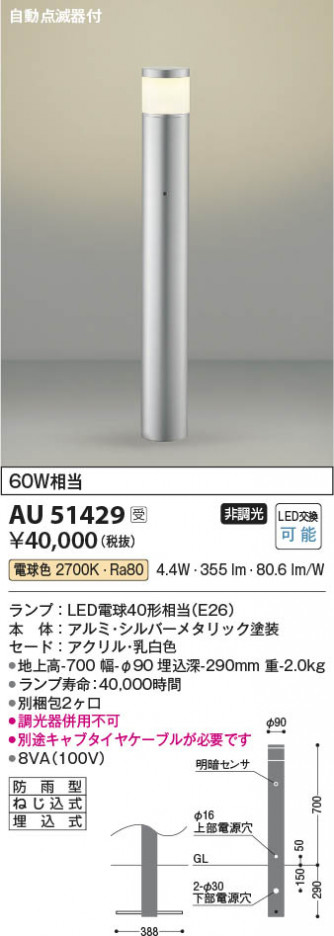 ���β��� Koizumi �������߾��� LED�����ǥ�饤�� AU51429