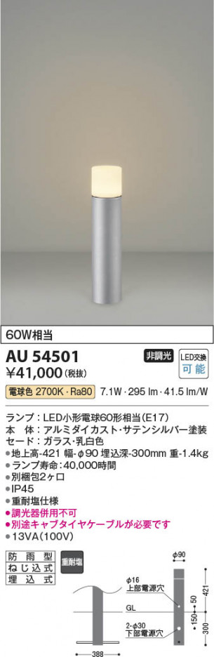 ���β��� Koizumi �������߾��� LED�����ǥ�饤�� AU54501